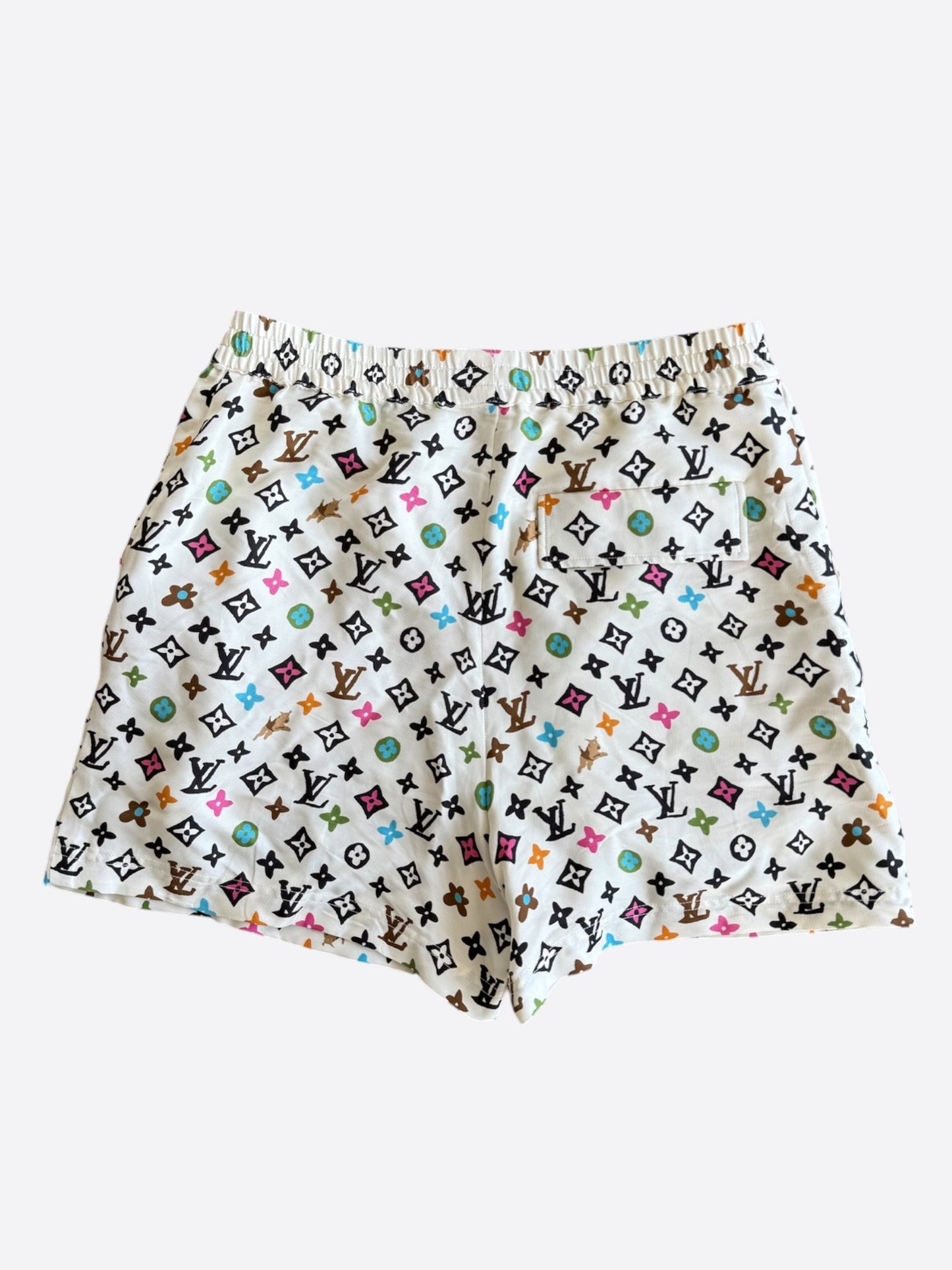 Louis Vuitton Tyler Cream Multicolor Monogram Silk Shorts