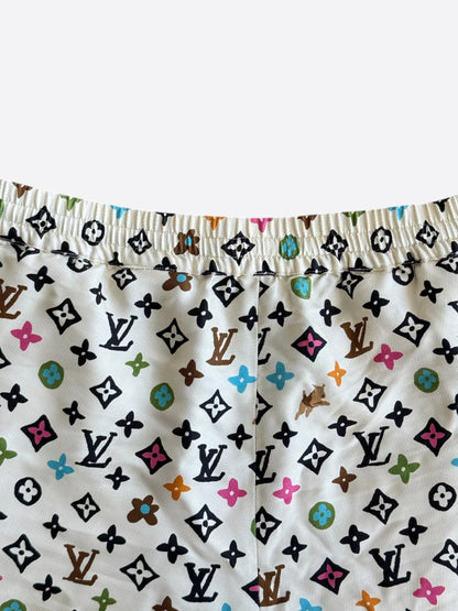 Louis Vuitton Tyler Cream Multicolor Monogram Silk Shorts