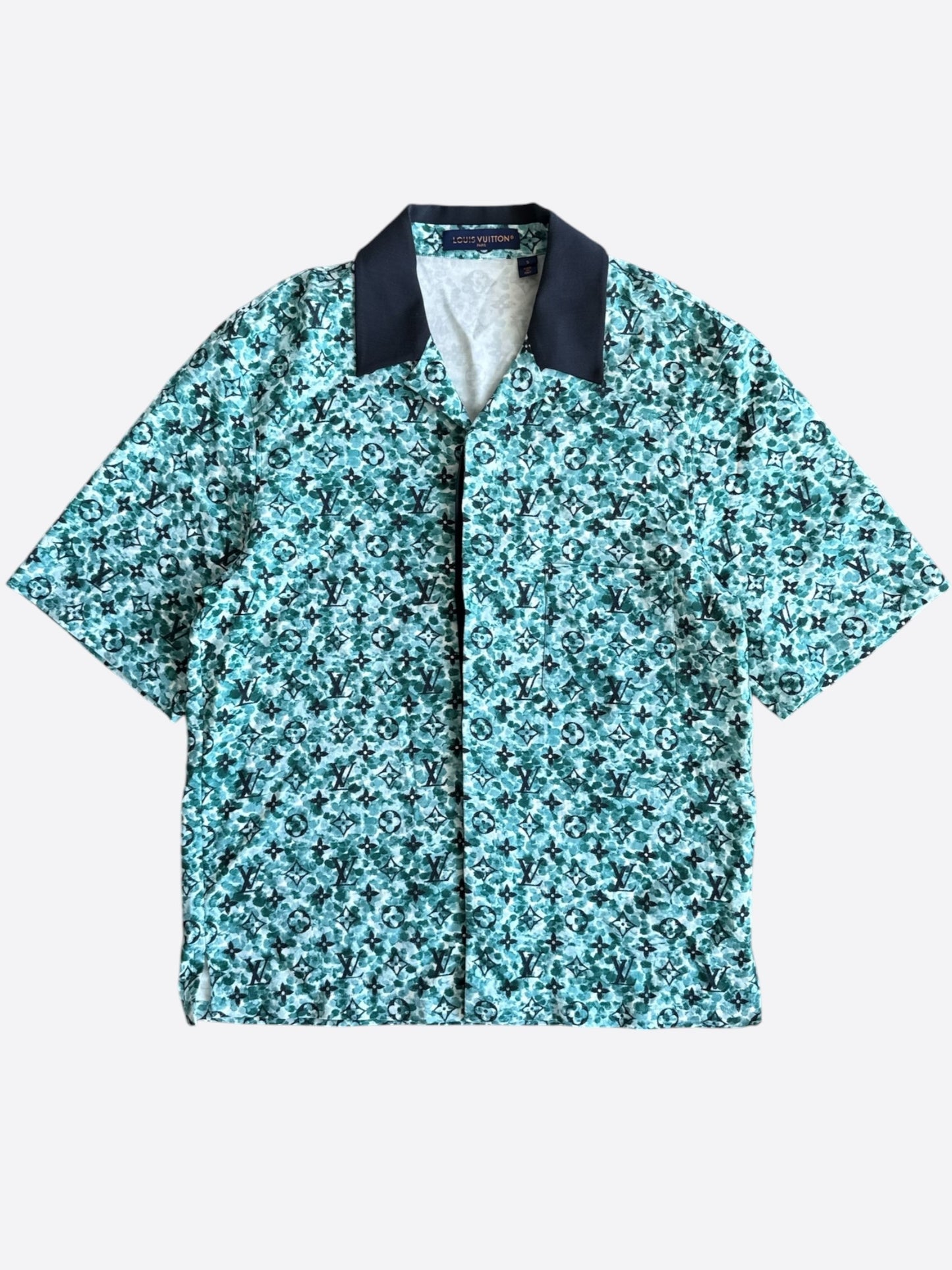 Louis Vuitton Blue Pointillism Monogram Button Up Shirt
