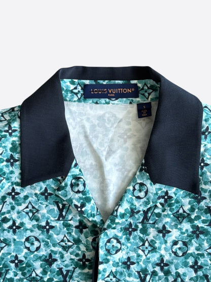 Louis Vuitton Blue Pointillism Monogram Button Up Shirt