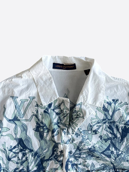 Louis Vuitton Blue & White Aquagarden Monogram Button Up Shirt