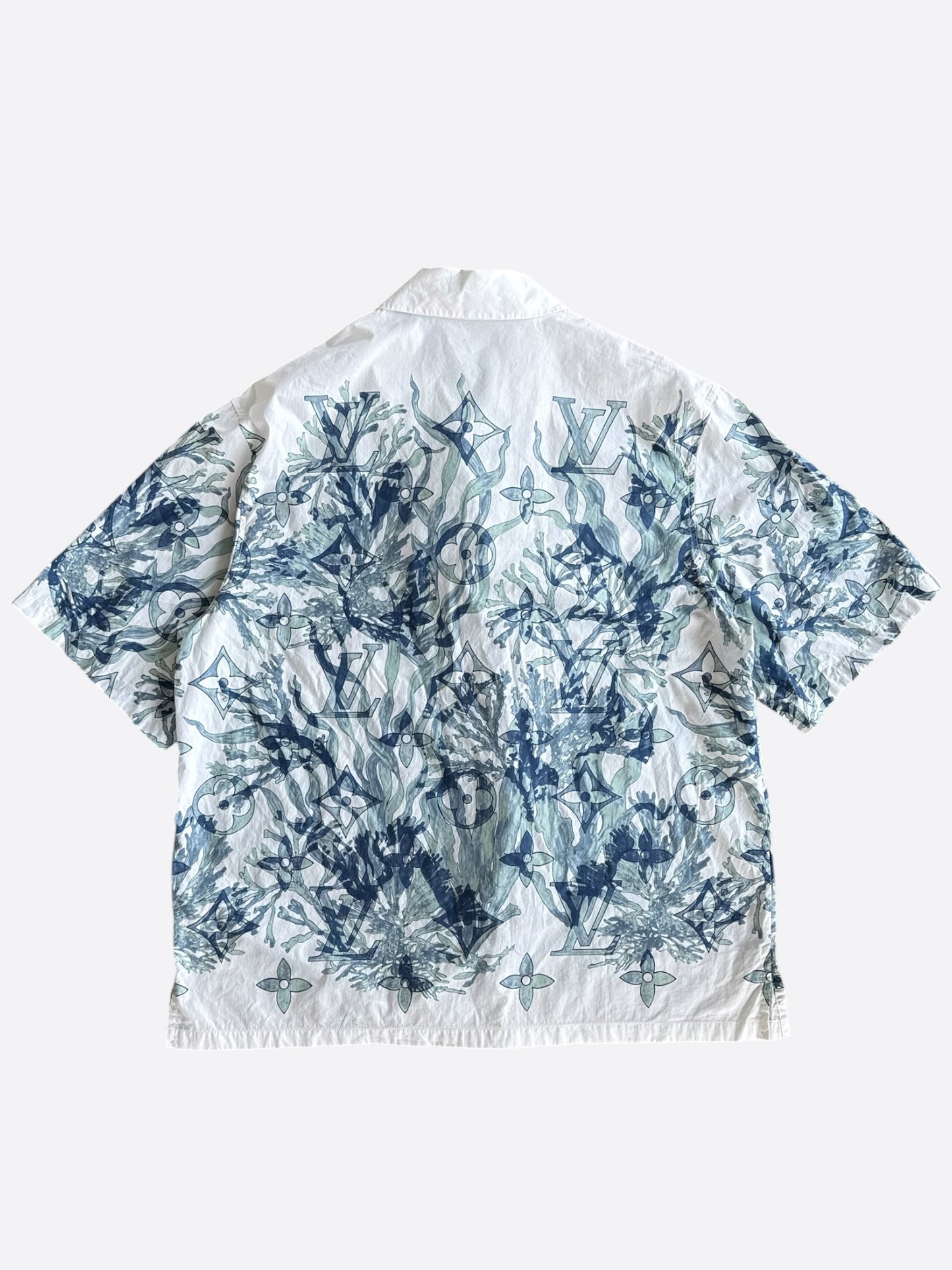 Louis Vuitton Blue & White Aquagarden Monogram Button Up Shirt