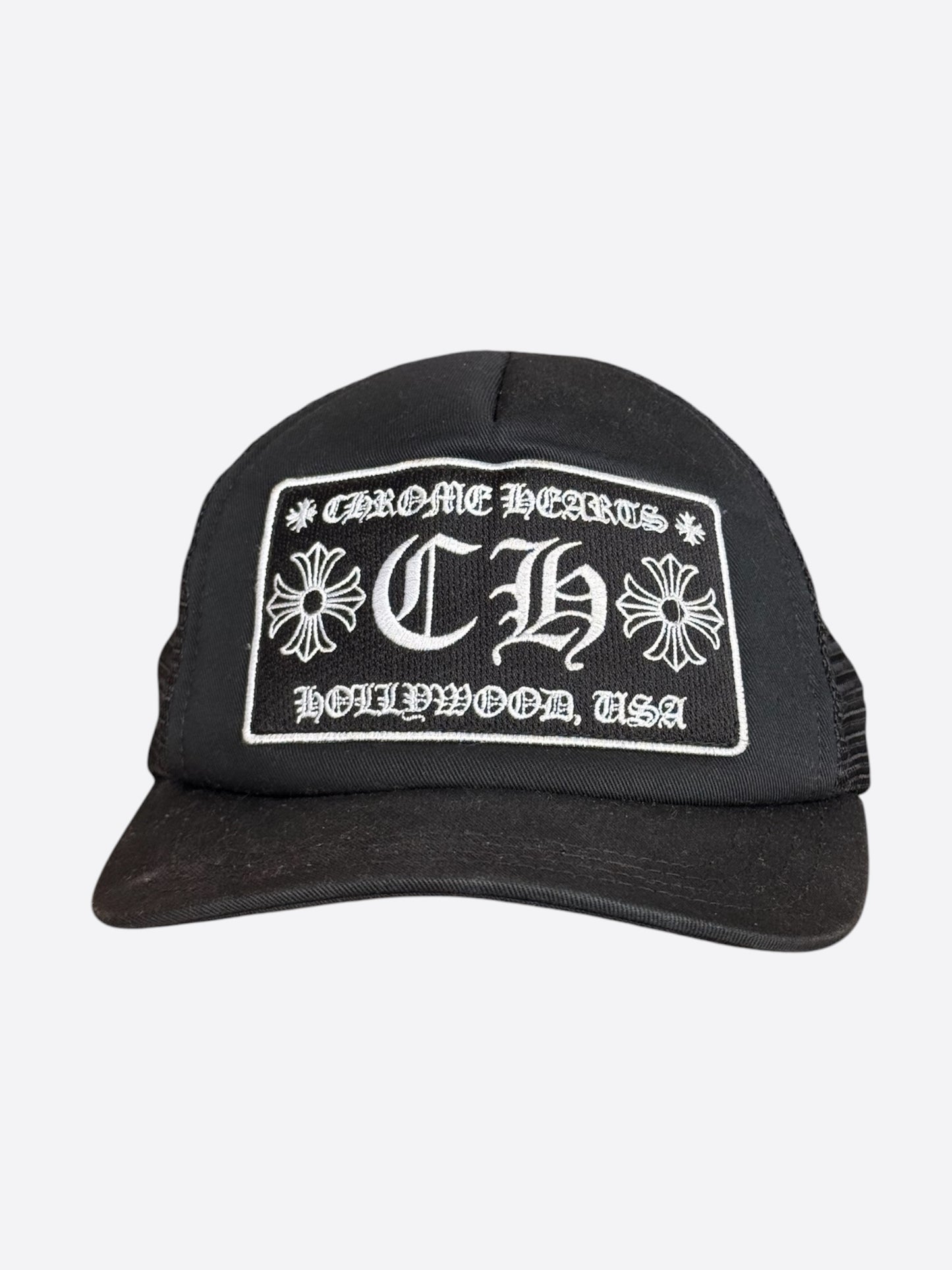 Chrome Hearts Black & White Hollywood Trucker Hat