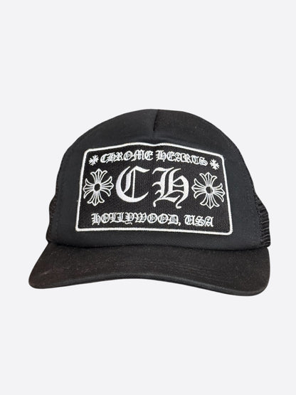 Chrome Hearts Black & White Hollywood Trucker Hat