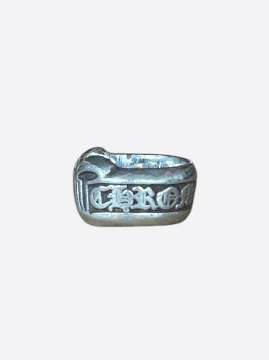 Chrome Hearts Silver Scroll Label Ring