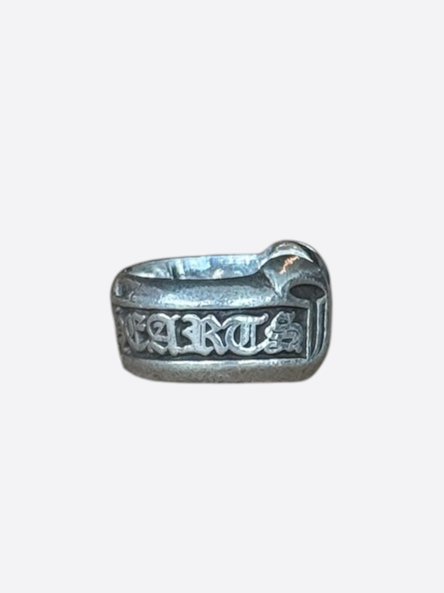 Chrome Hearts Silver Scroll Label Ring