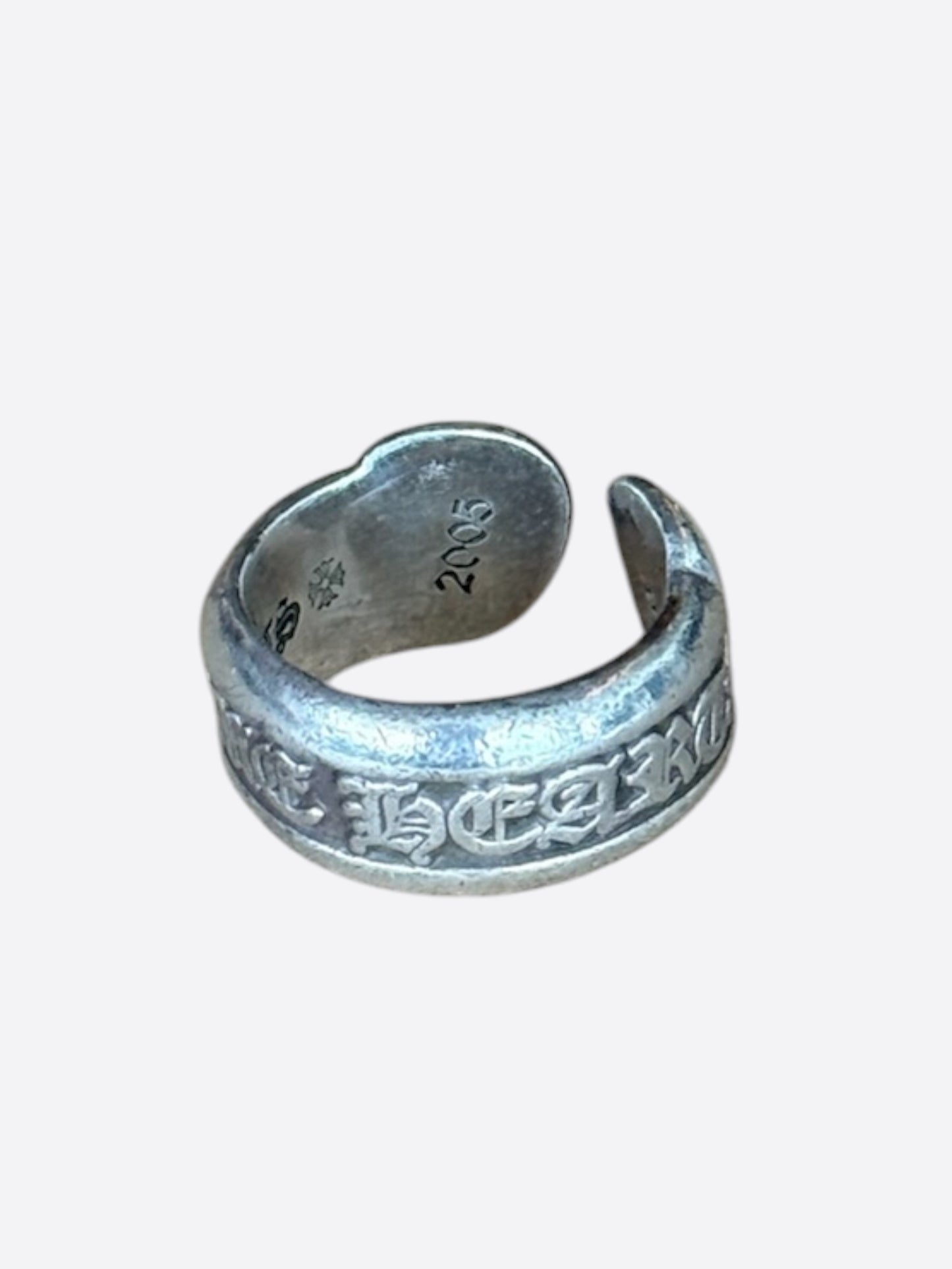 Chrome Hearts Silver Scroll Label Ring