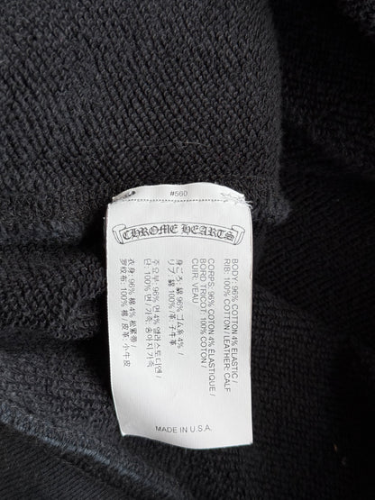 Chrome Hearts Black Leather Cross Patch Hoodie