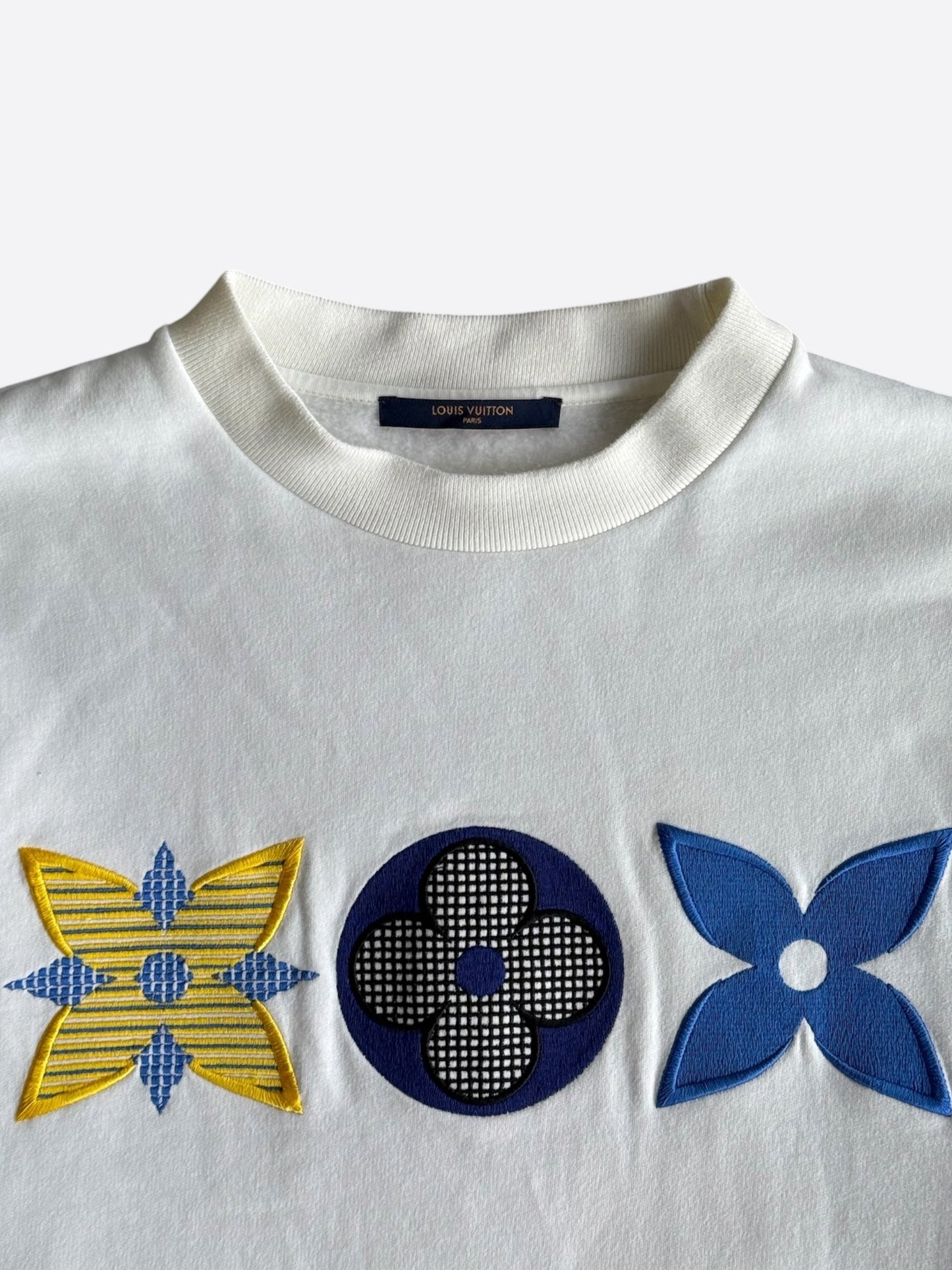 Louis Vuitton White Multicolor Flower Monogram Sweater