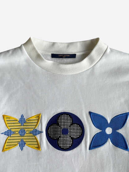 Louis Vuitton White Multicolor Flower Monogram Sweater