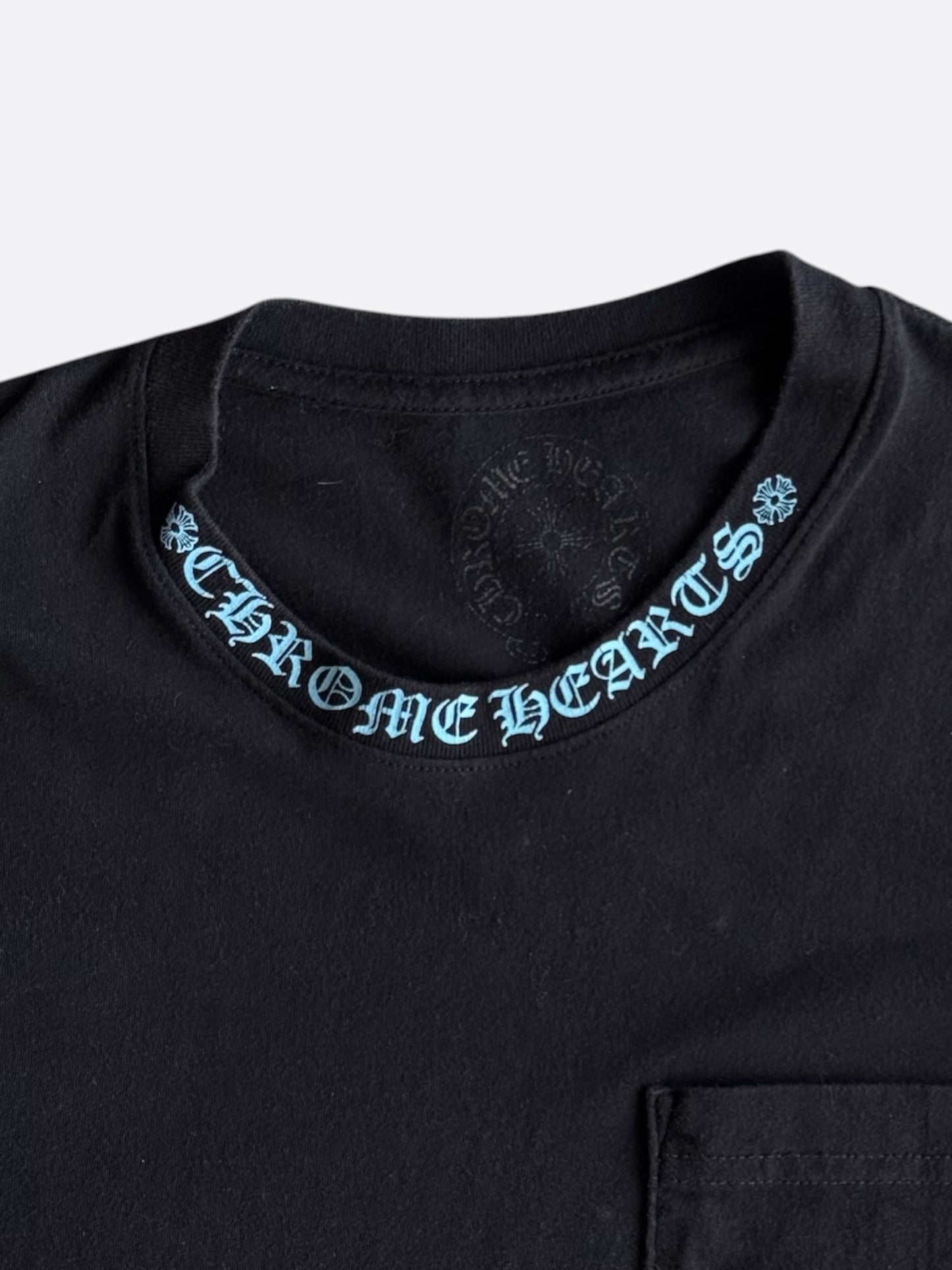 Chrome Hearts Black & Blue Neck Logo T-Shirt
