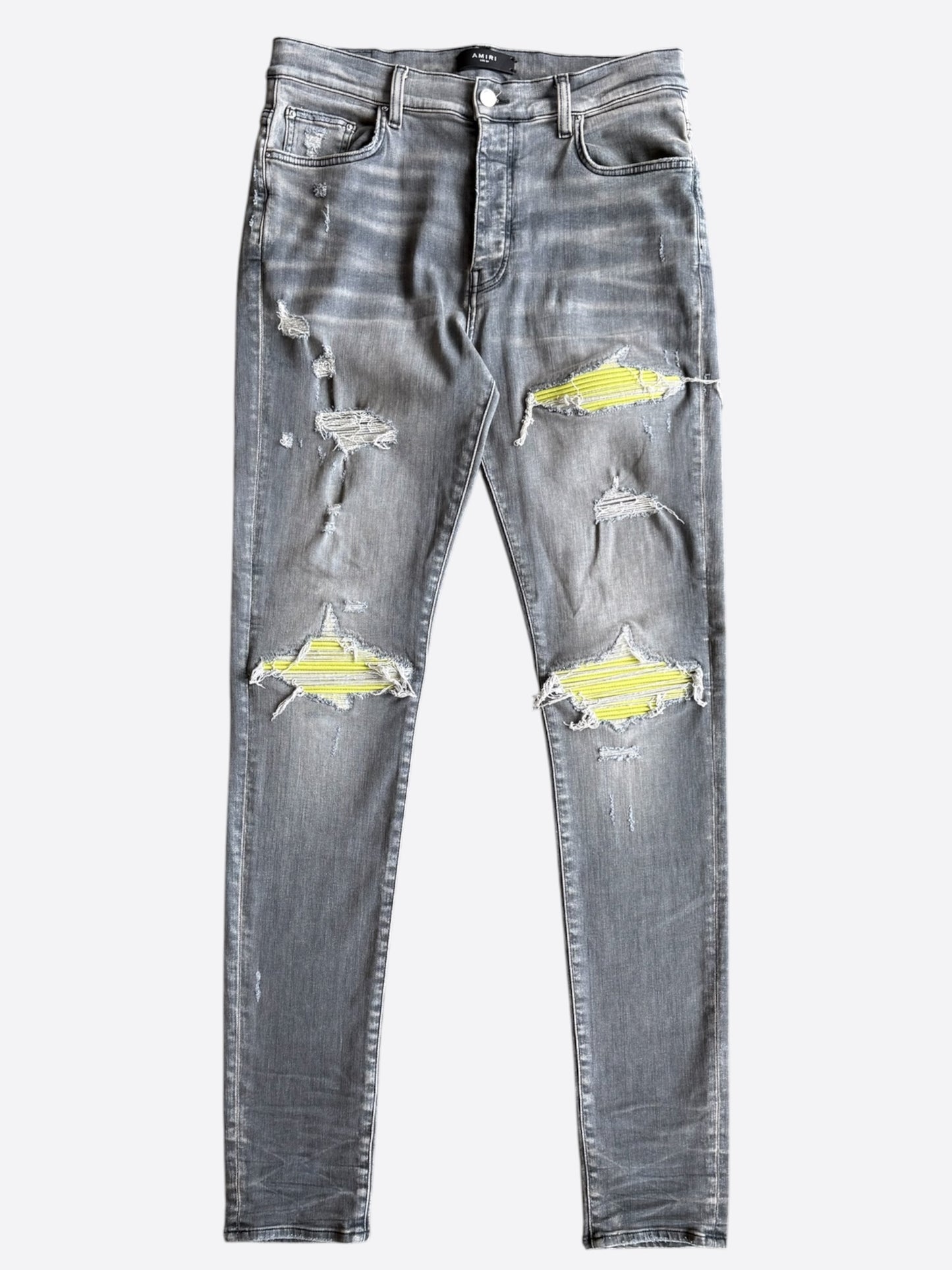 Amiri Light Grey & Yellow Patch MX1 Jeans