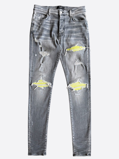 Amiri Light Grey & Yellow Patch MX1 Jeans