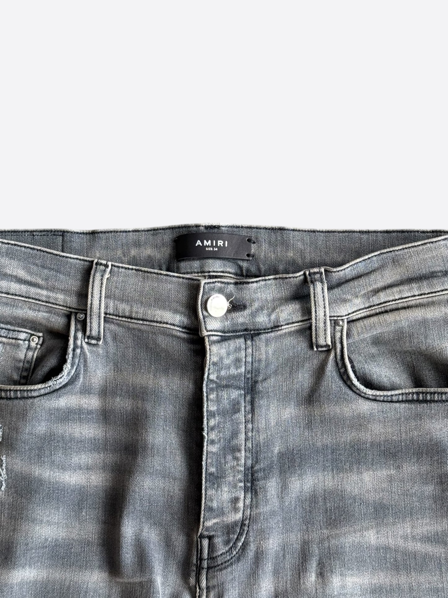 Amiri Light Grey & Yellow Patch MX1 Jeans