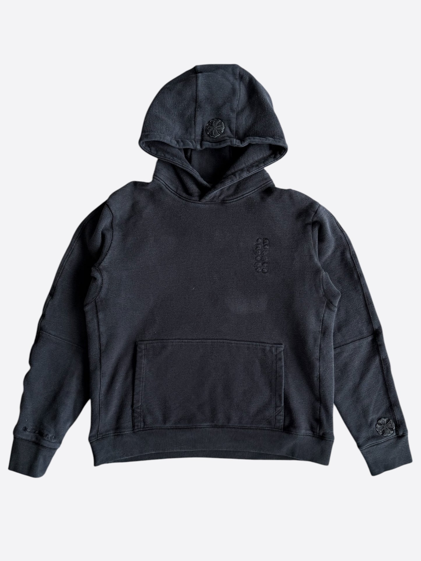 Chrome Hearts Black Leather Cross Patch Hoodie