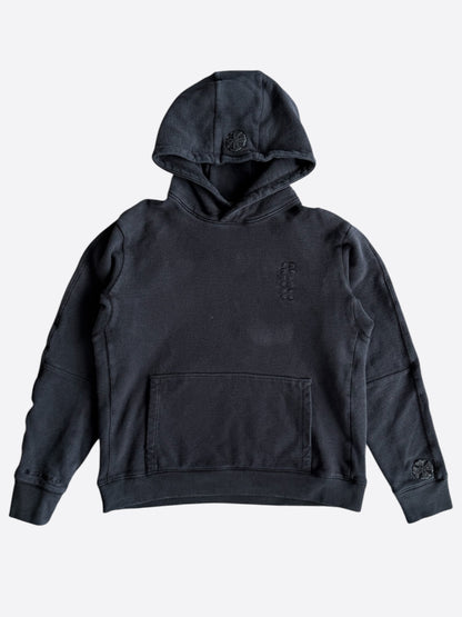 Chrome Hearts Black Leather Cross Patch Hoodie
