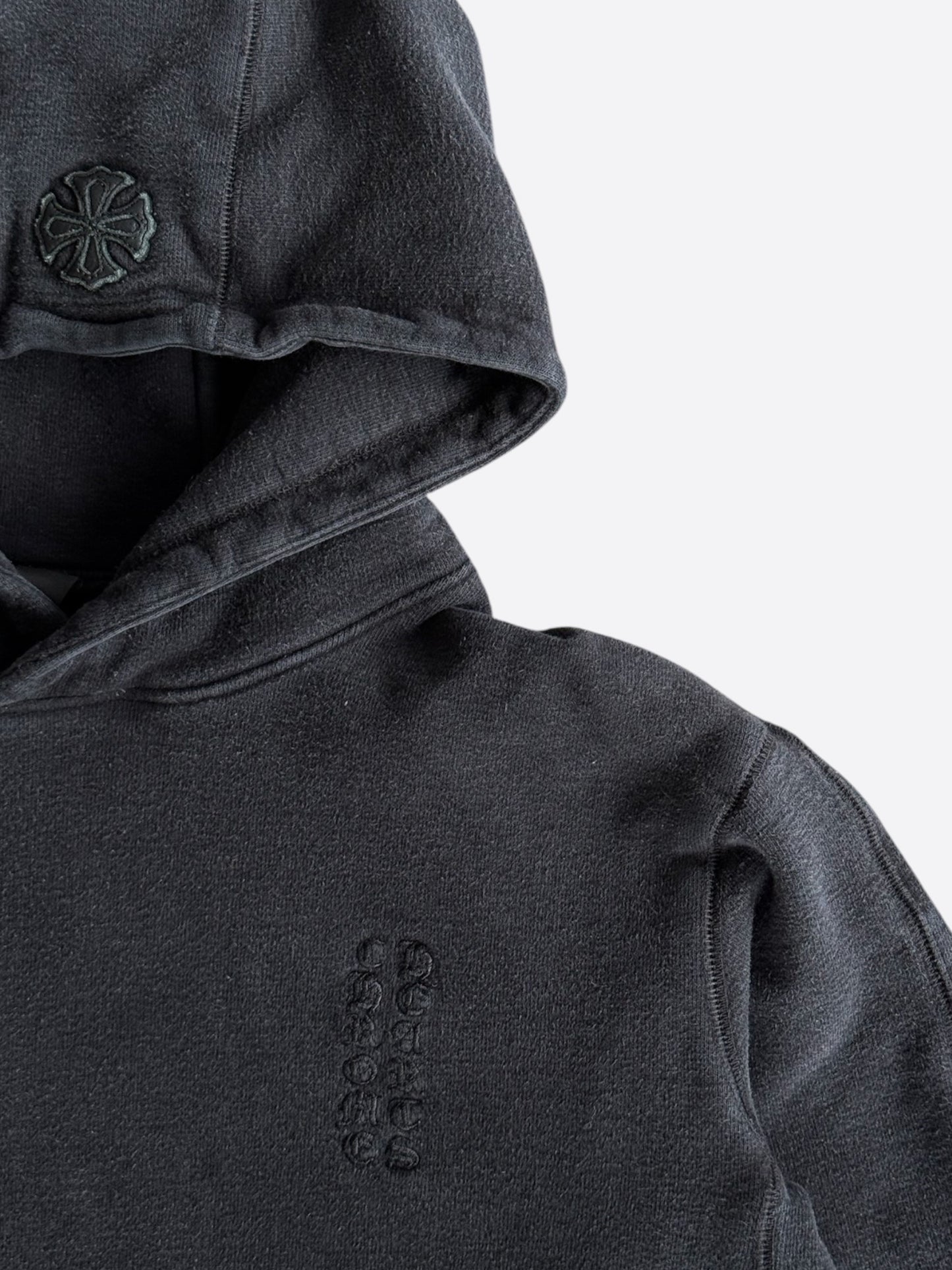 Chrome Hearts Black Leather Cross Patch Hoodie
