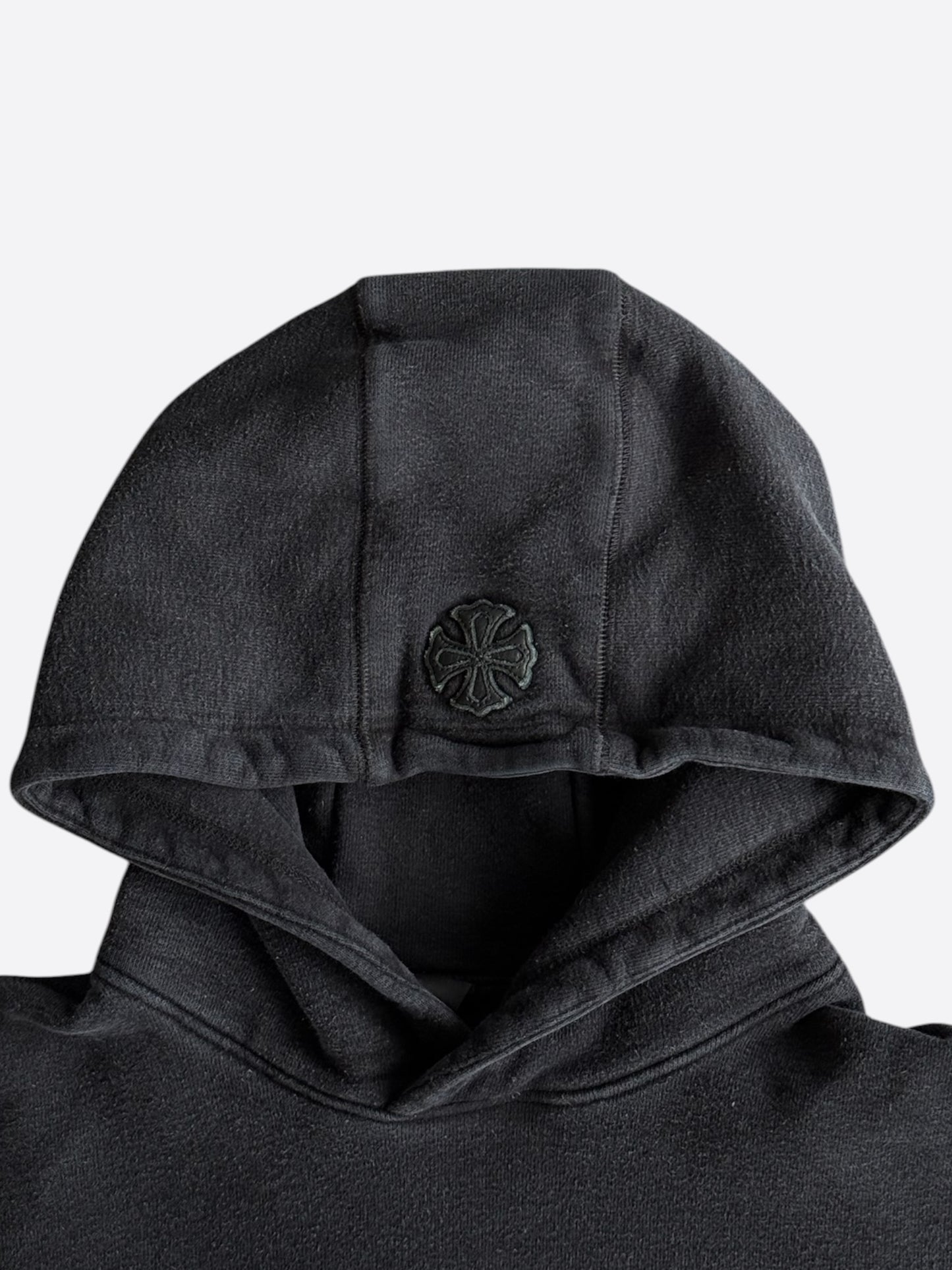 Chrome Hearts Black Leather Cross Patch Hoodie