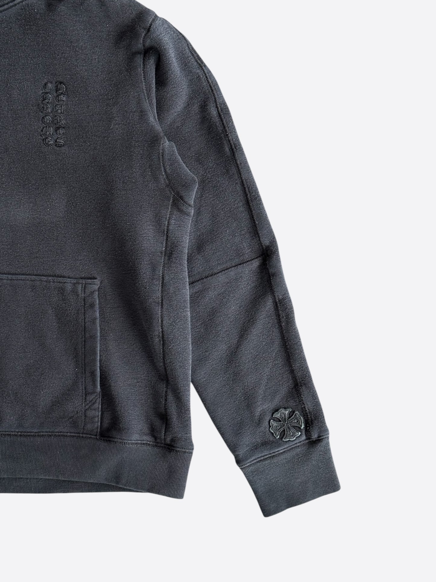 Chrome Hearts Black Leather Cross Patch Hoodie