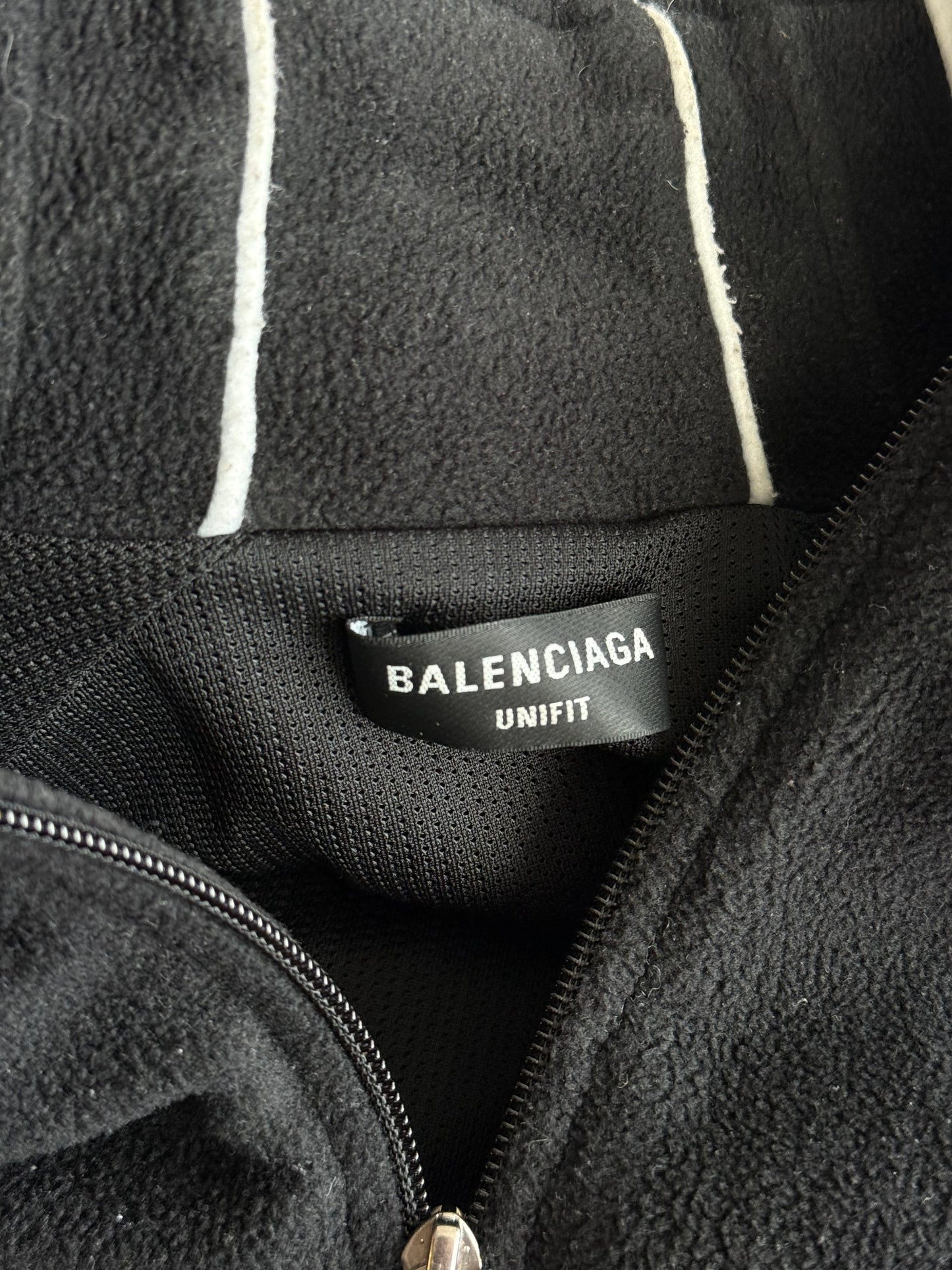 Balenciaga Black & White Embroidered Loop Logo Fleece Jacket