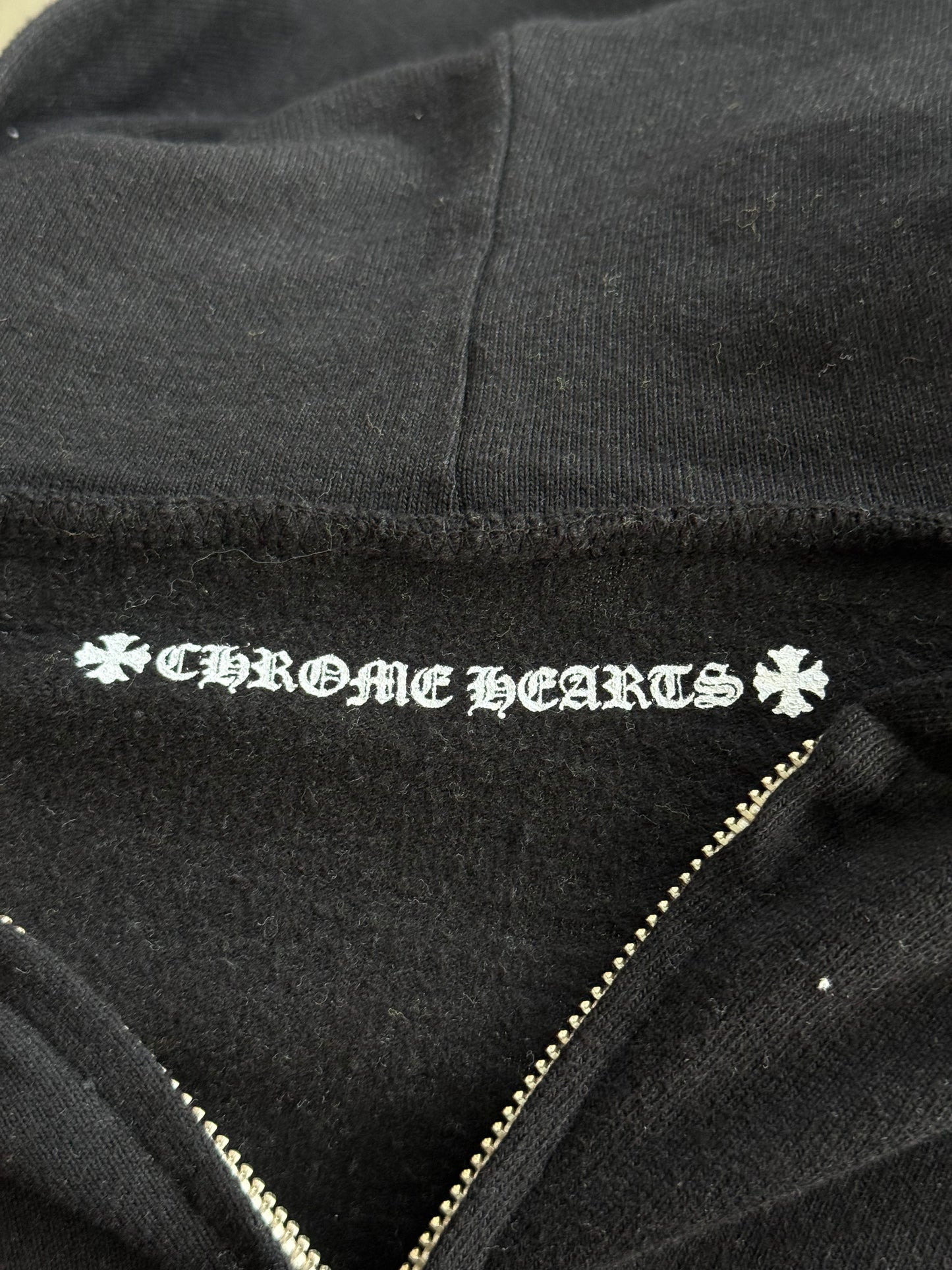 Chrome Hearts Black & White Cross Logo Women's Zip Up Hoodie