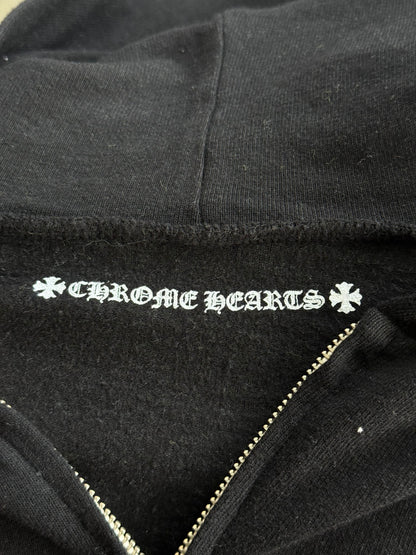 Chrome Hearts Black & White Cross Logo Women's Zip Up Hoodie