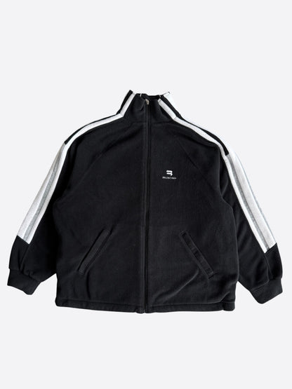 Balenciaga Black & White Embroidered Loop Logo Fleece Jacket