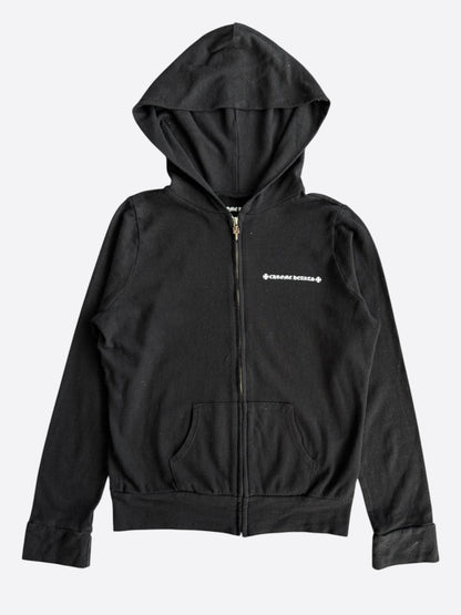 Chrome Hearts Black & White Cross Logo Women's Zip Up Hoodie
