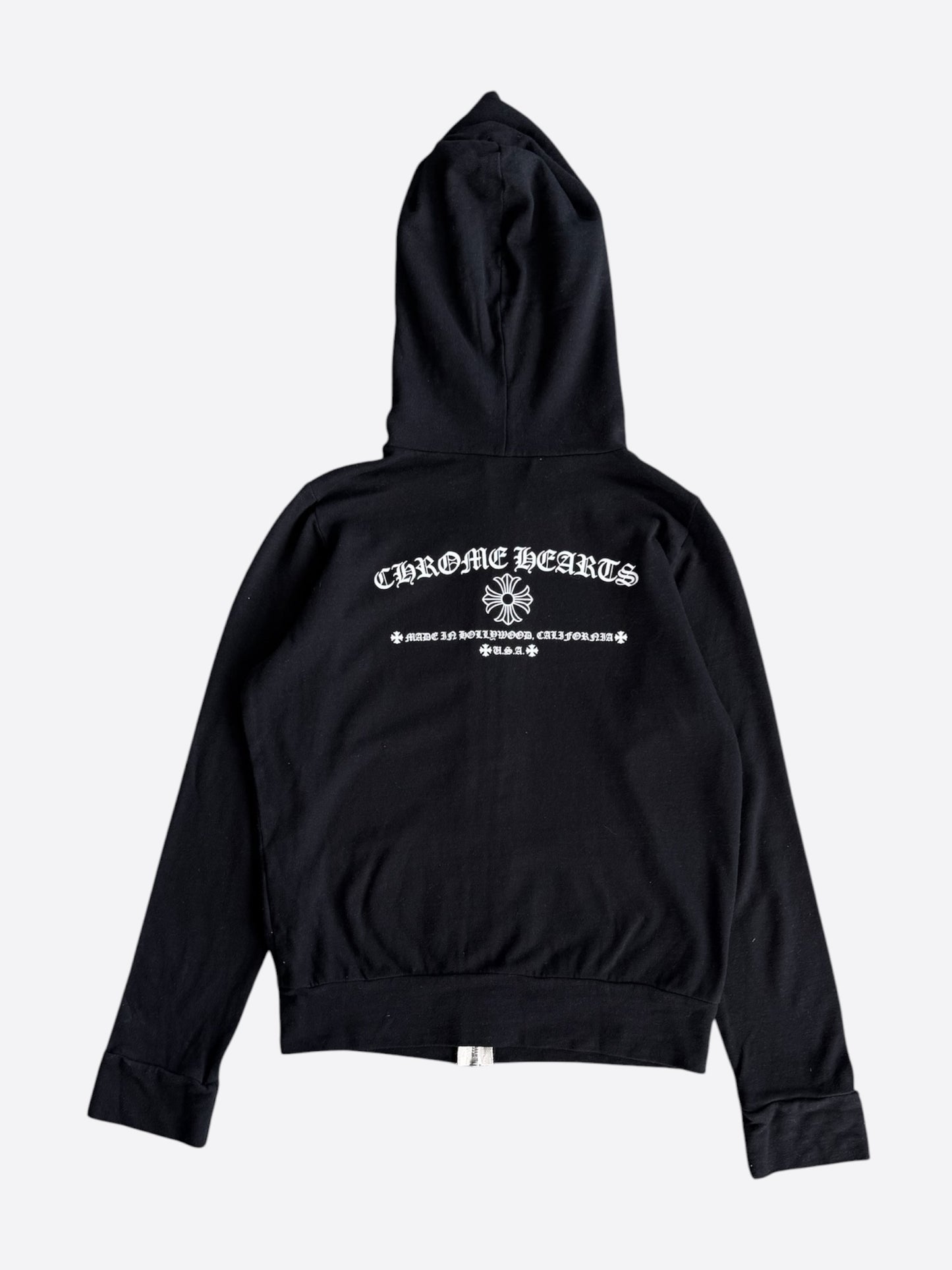 Chrome Hearts Black & White Cross Logo Women's Zip Up Hoodie