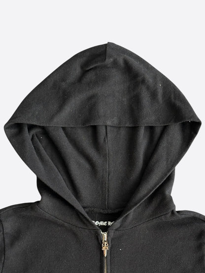 Chrome Hearts Black & White Cross Logo Women's Zip Up Hoodie