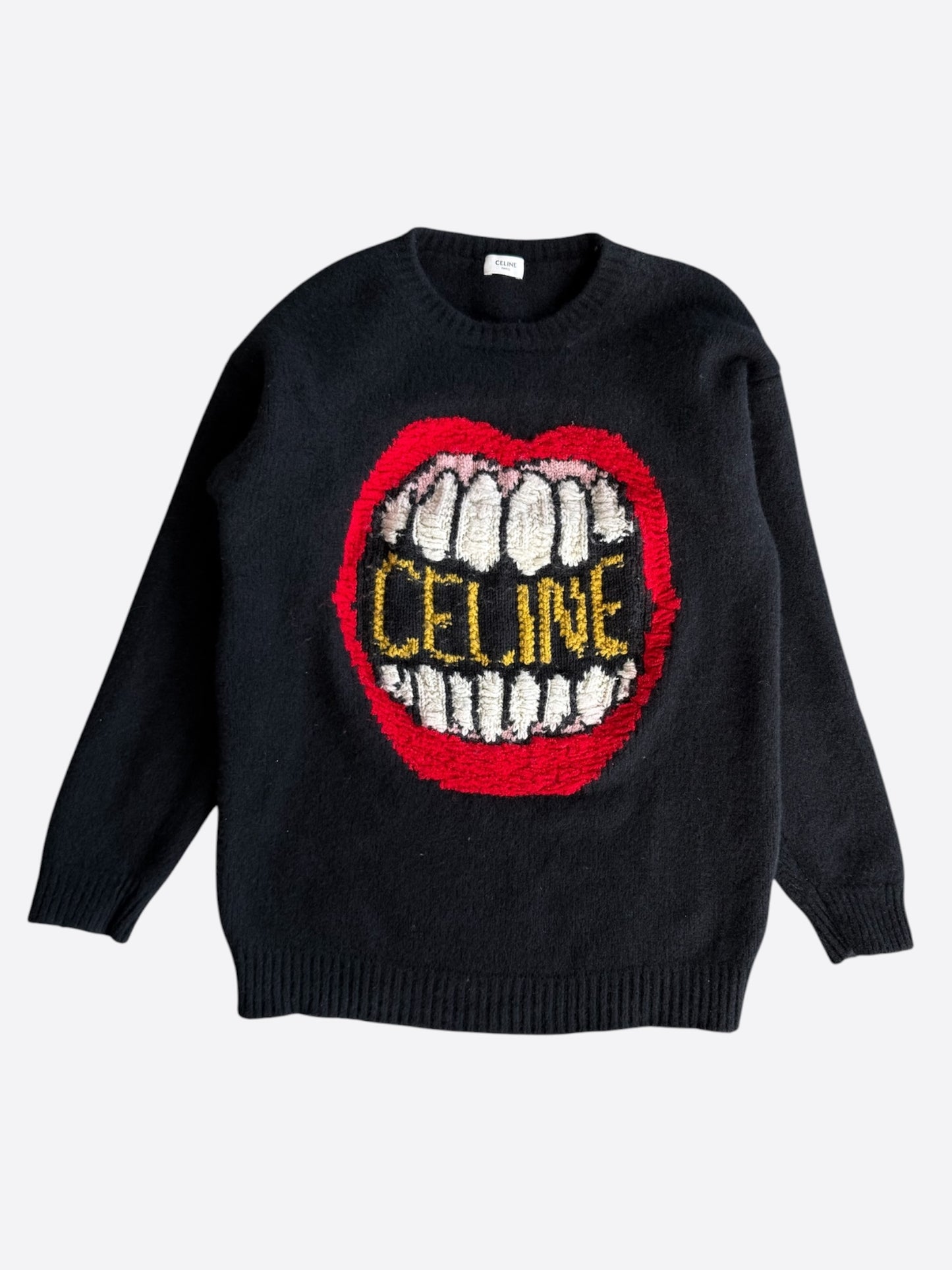Celine Black Mouth Logo Oversized Knit Sweater