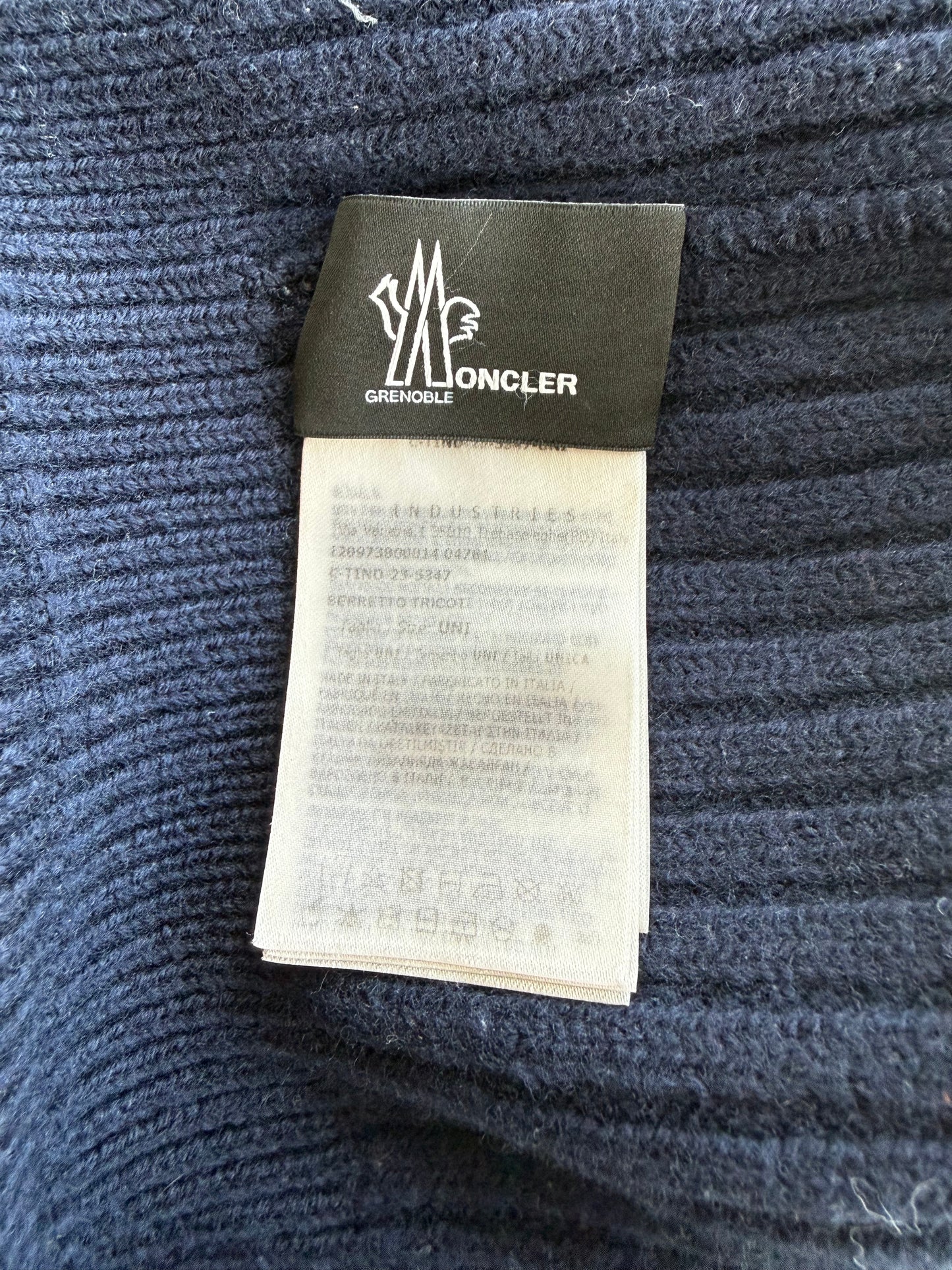 Moncler Navy Logo Beanie