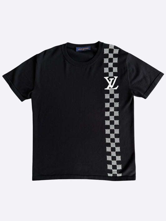 Louis Vuitton Black Checkered Intarsia Logo T-Shirt