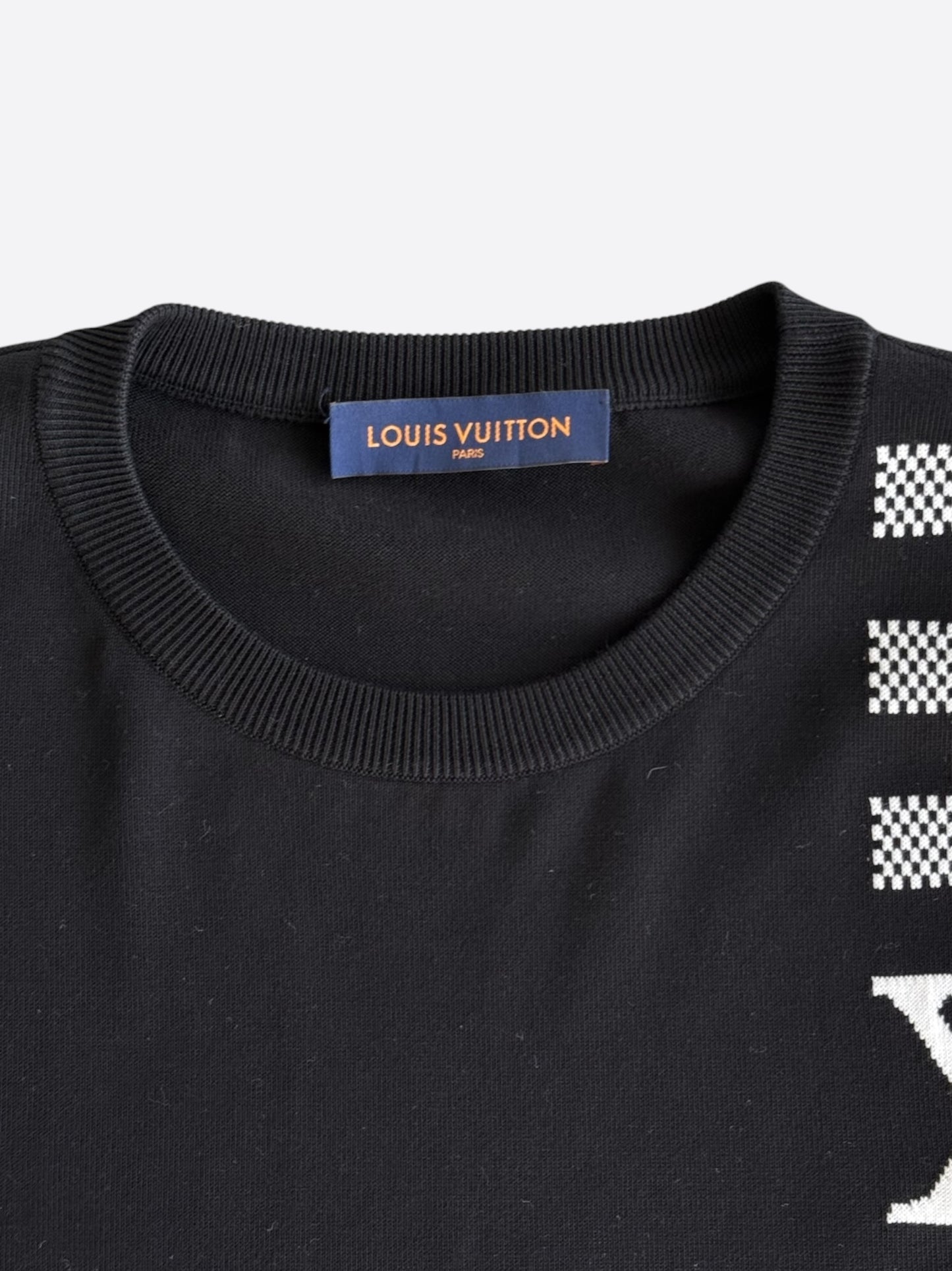 Louis Vuitton Black Checkered Intarsia Logo T-Shirt