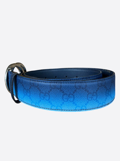 Gucci Navy Gradient GG Buckle Monogram Belt