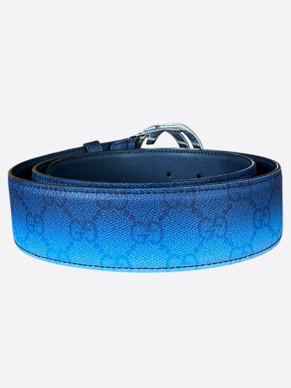 Gucci Navy Gradient GG Buckle Monogram Belt