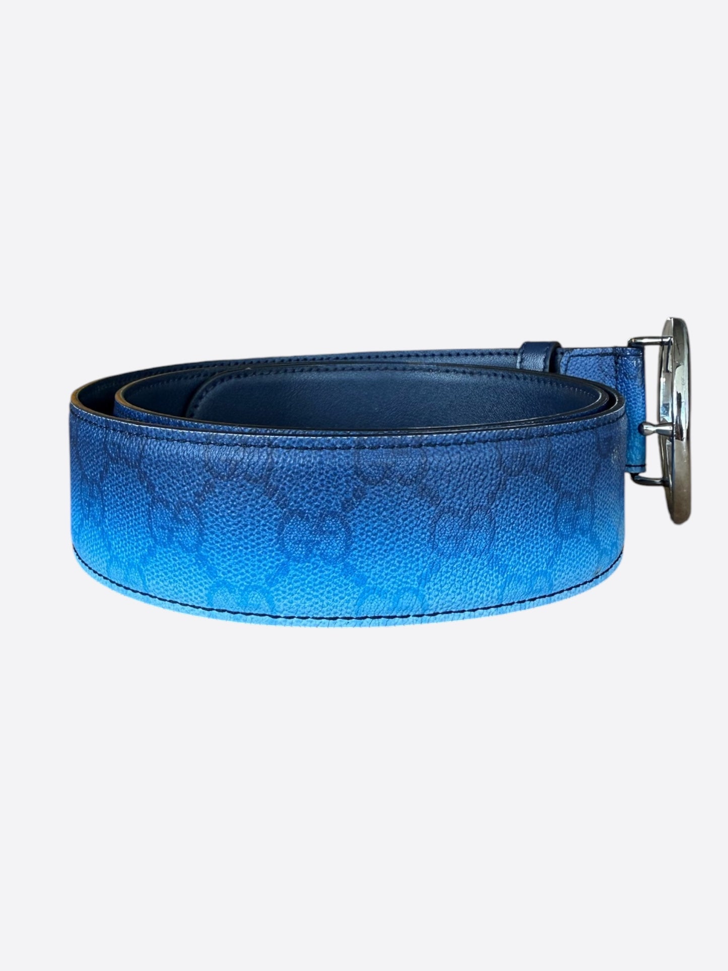 Gucci Navy Gradient GG Buckle Monogram Belt