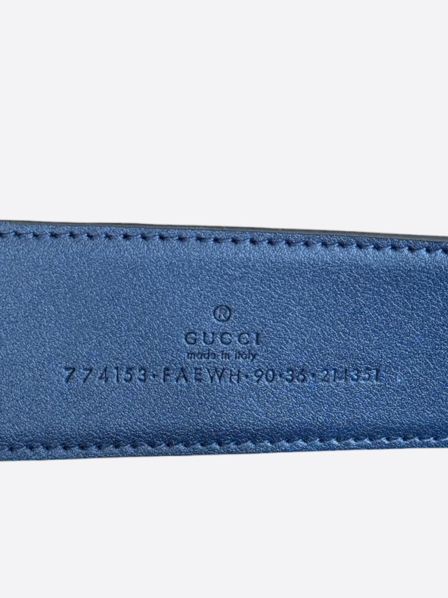 Gucci Navy Gradient GG Buckle Monogram Belt
