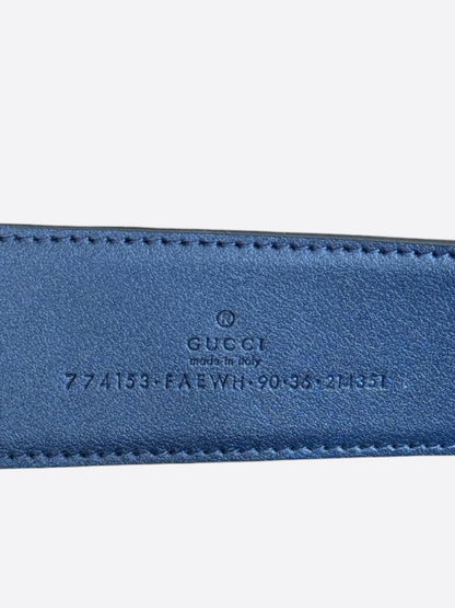 Gucci Navy Gradient GG Buckle Monogram Belt