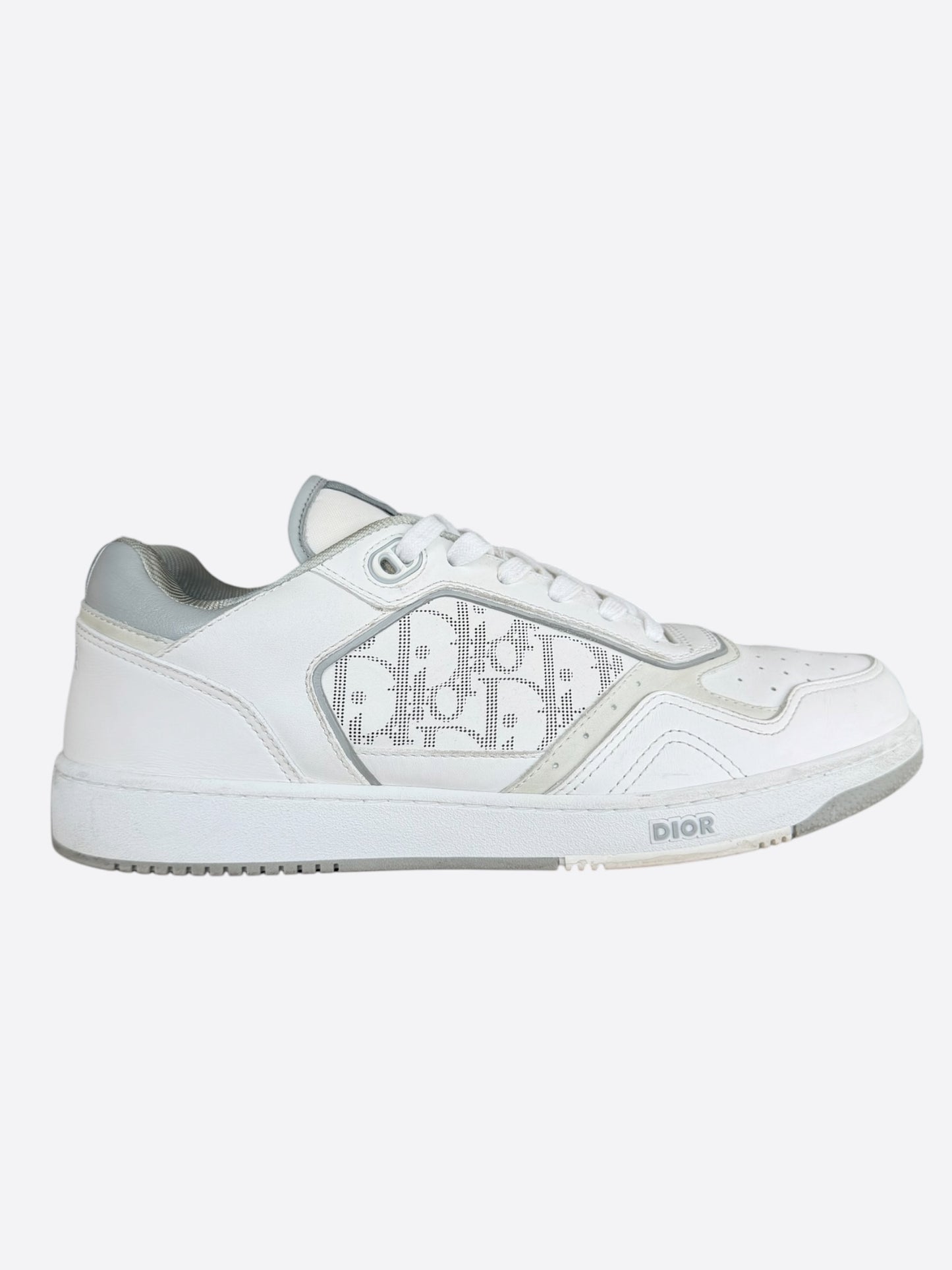Dior White & Grey Oblique B27 Sneakers