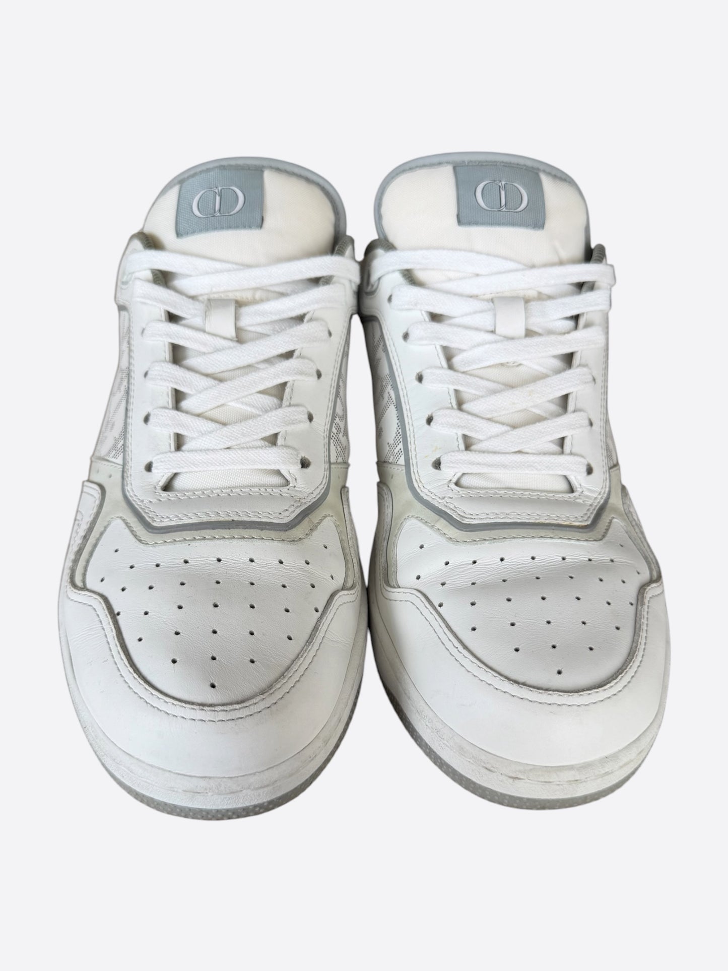 Dior White & Grey Oblique B27 Sneakers