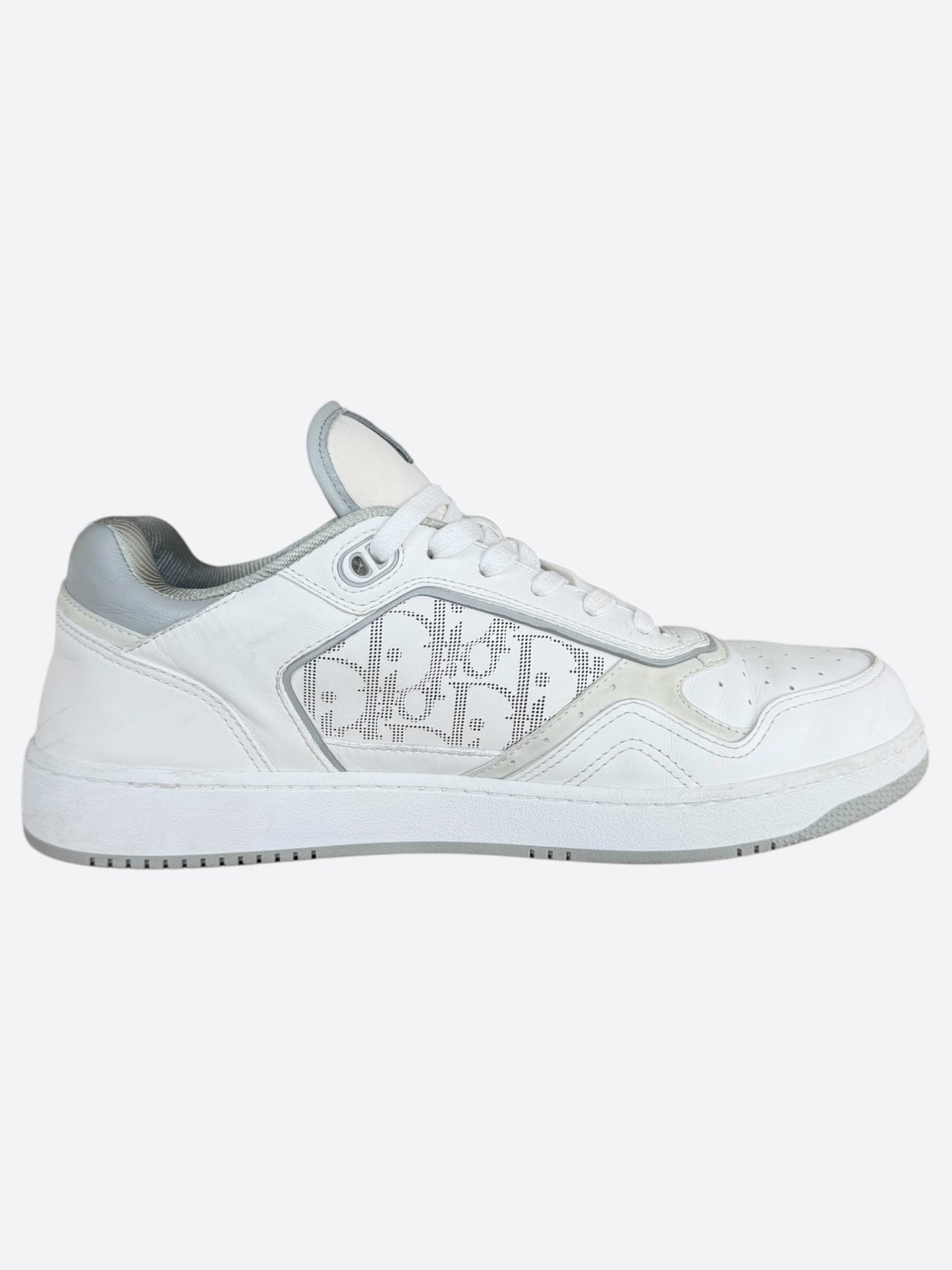 Dior White & Grey Oblique B27 Sneakers