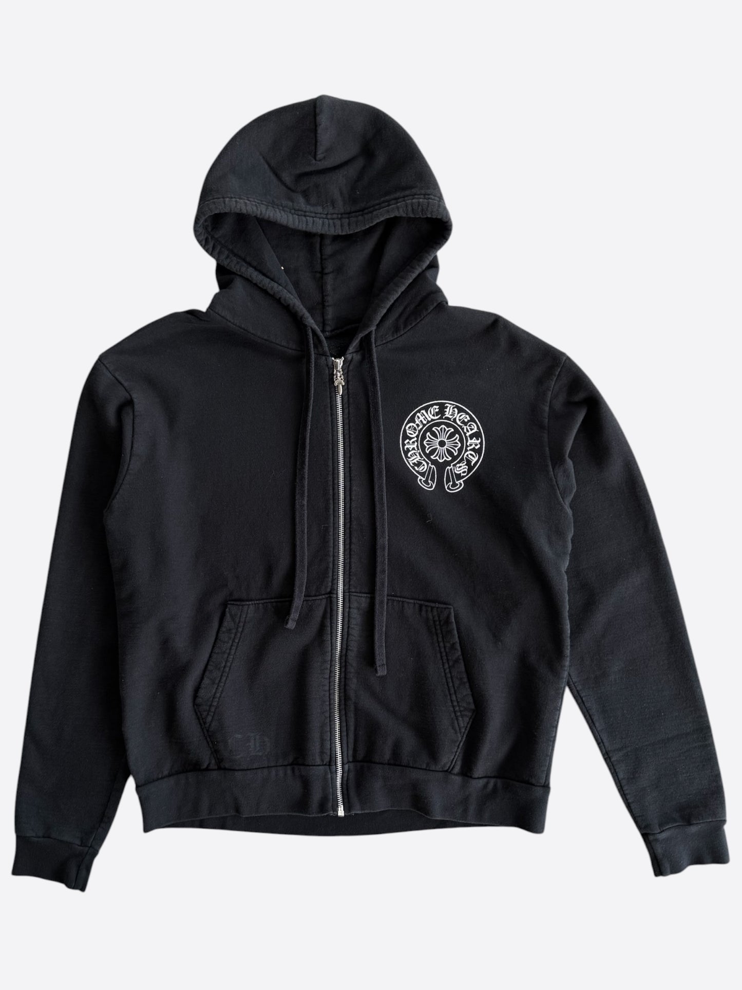 Chrome Hearts Black & White Las Vegas Horseshoe Logo Zip Up Hoodie
