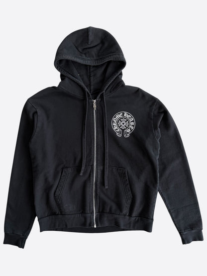 Chrome Hearts Black & White Las Vegas Horseshoe Logo Zip Up Hoodie