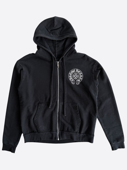 Chrome Hearts Black & White Las Vegas Horseshoe Logo Zip Up Hoodie