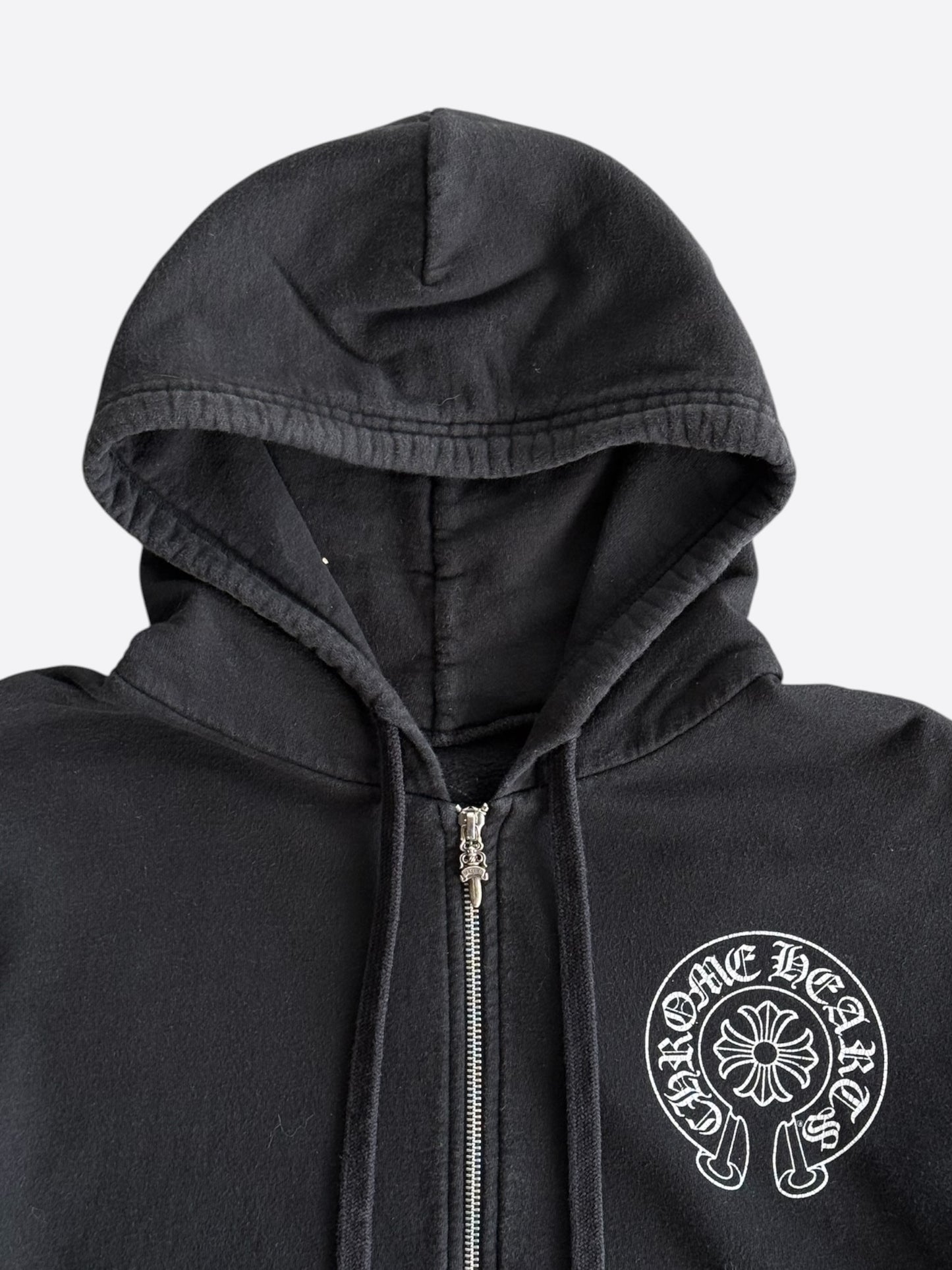 Chrome Hearts Black & White Las Vegas Horseshoe Logo Zip Up Hoodie