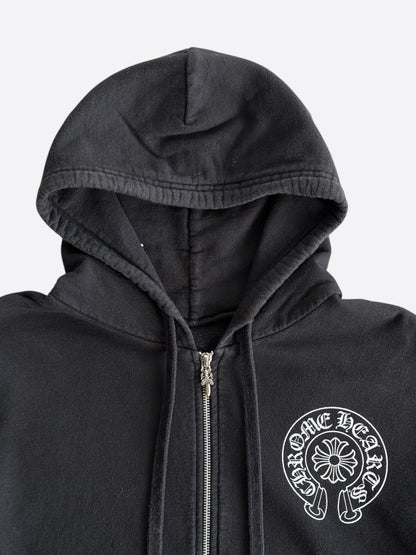Chrome Hearts Black & White Las Vegas Horseshoe Logo Zip Up Hoodie