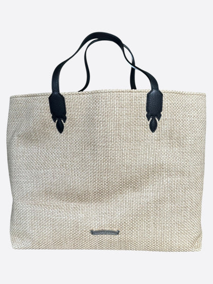 Chrome Hearts Beige & Black Cross Logo Beach Tote Bag