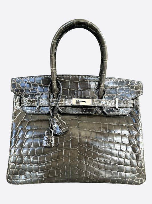 Hermes Graphite Crocodile Birkin 30