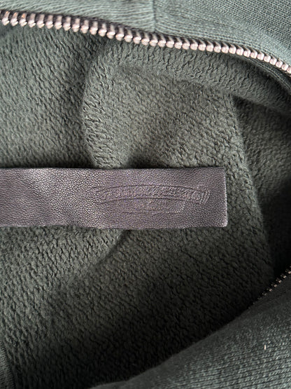 Chrome Hearts Green & White Embroidered Logo Quarter Zip Sweater